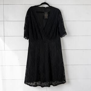 Pinup Fashion Black Lace Fit & Flare Midi Dress Plus Size 3X NWT